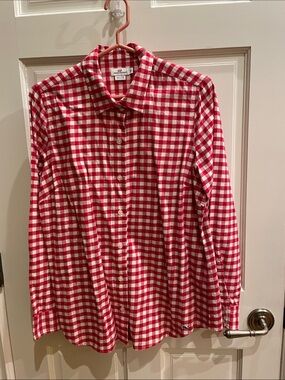 Vineyard and Vines Women’s Red and White Checkered Shirt 100% Cotton Size 10